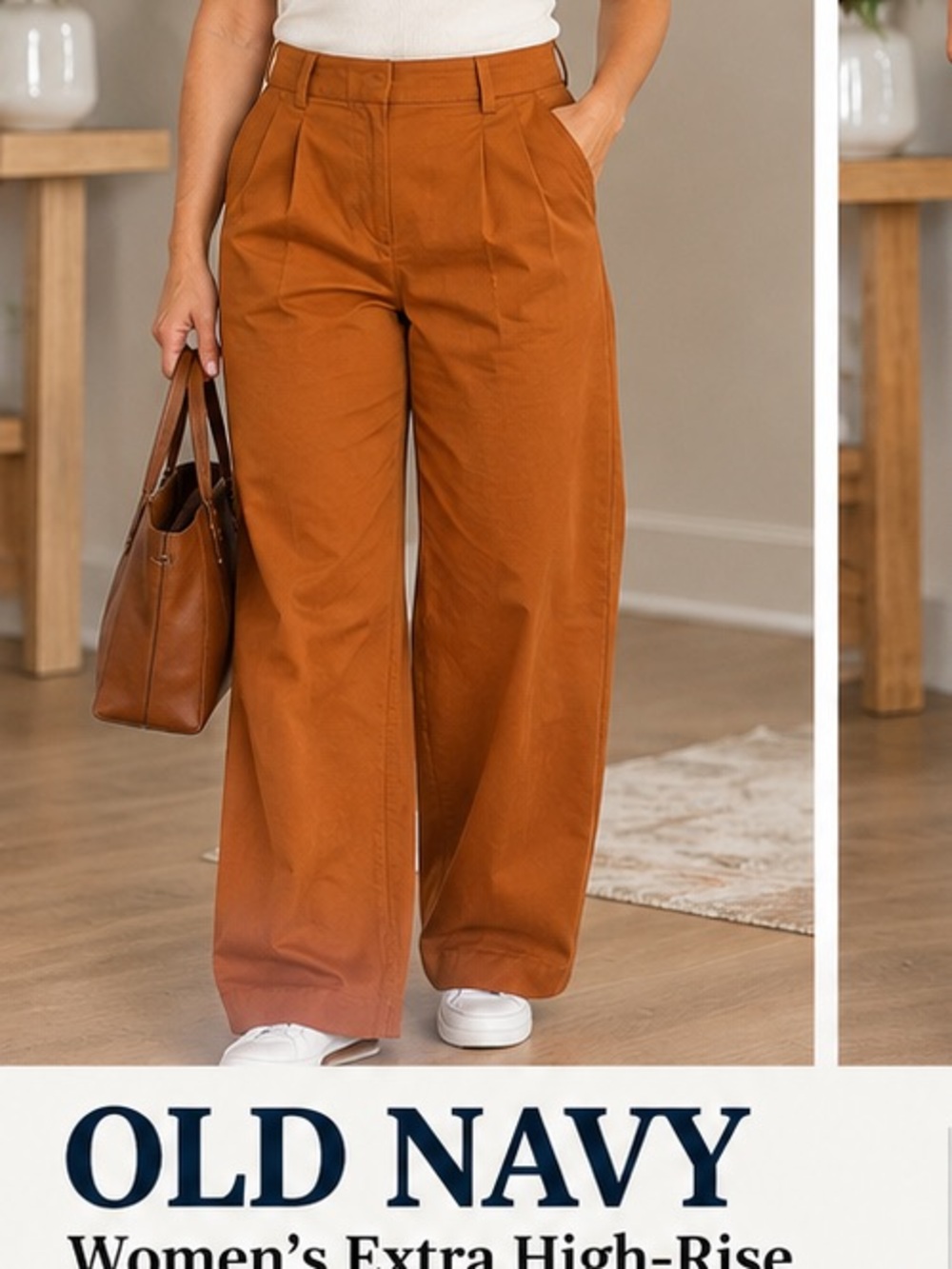Old Navy Extra High-Rise Wide Leg Pants Orange Size 4 Like New